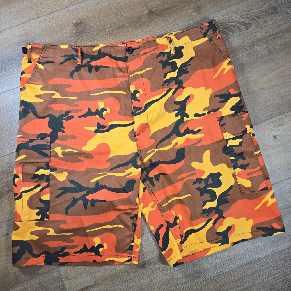 Rothco BDU Cargo Shorts Mens XXL Orange Camo Military Tactical Streetwear 43-47